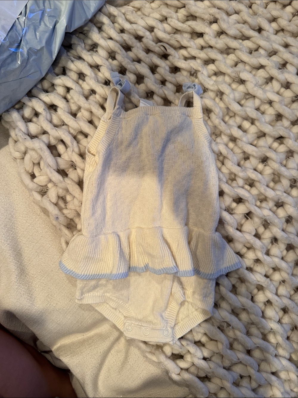 Carter's Cream Knit Ruffle One-Piece